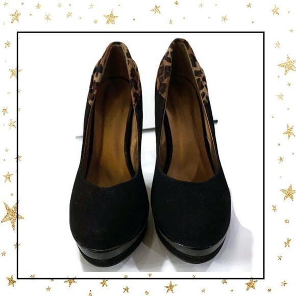 Shoedazzle Black Cheetah Platform Heels 8.5 - Picture 4 of 7